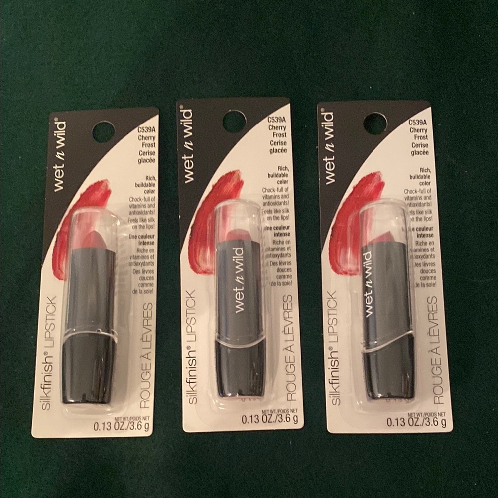 3 X Wet n Wild Cherry Frost Lipstick C539A